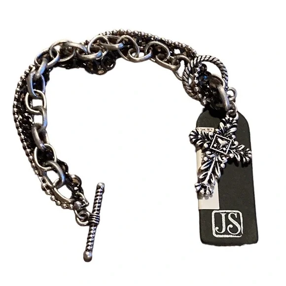 J S Collection Designs Silver Cross Bracelet - Picture 5 of 8